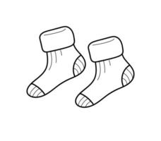 par de calcetines cálidos, ropa para el hogar, ilustración de boceto dibujada a mano con fideos vectoriales vector