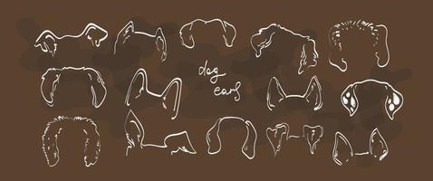 Pet  dog Ears Outline Drawing doodle sketh vector icon illustration