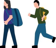 Boy and girl are going to school. vector