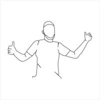 Mobilehappy boy drawing continuous line minimalist design one line drawing happy boy vector