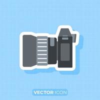 Camera with Fish eye lens icon, Side view of Camera, Flat design element. vector