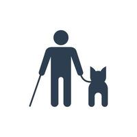 Blind person icon with guide dog, Vector. vector