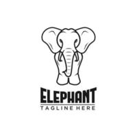 Simple and minimalist elephant logo illustration. Black line style elephant logo. vector