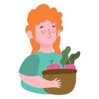 farmer with fresh food vector