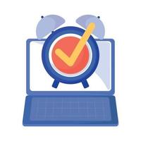 laptop timer checkmark business tasks vector