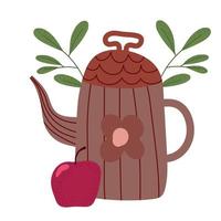 autumn teapot and apple vector