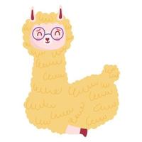 funny llama with glasses vector