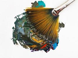 fan paintbrush blends multicolored watercolors photo