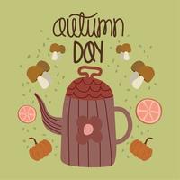 autumn day, teapot vector