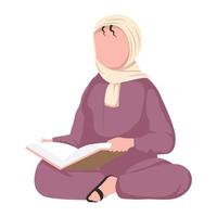 mujer musulmana leyendo el Corán vector