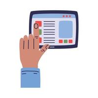 hand using tablet device vector