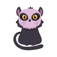 halloween cat with skull mask vector