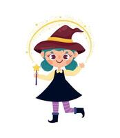 witch with magic wand vector