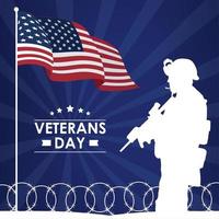cartel de letras del día de los veteranos vector