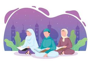 musulmanes orando vector