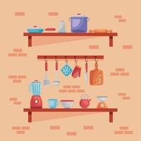 kitchen utensil in shelf vector