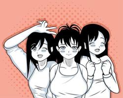 estilo anime de tres chicas
