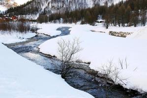 Valley Isere river in winter, France photo