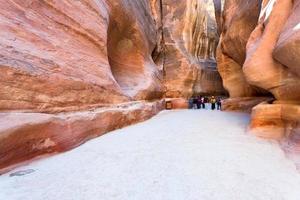 The Siq - narrow gorge to ancient city Petra photo