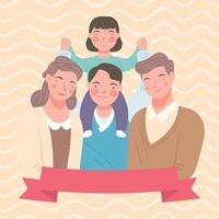korean family members and ribbon vector