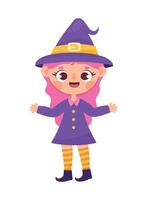 witch with pink hair vector