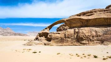 sandstone rock in Wadi Rum desert photo