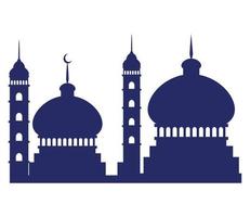 muslim temple blue silhouette vector