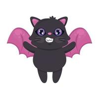 gato de halloween con alas de murciélago vector