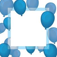 blue balloons helium frame vector