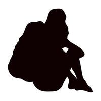 female traveler seated silhouette vector