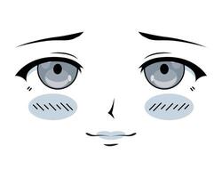 sad anime girl face vector