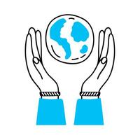 hands with world planet vector