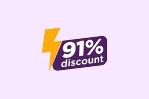 91 discount, Sales Vector badges for Labels, , Stickers, Banners, Tags, Web Stickers, New offer. Discount origami sign banner.