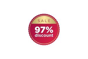 97 discount, Sales Vector badges for Labels, , Stickers, Banners, Tags, Web Stickers, New offer. Discount origami sign banner.