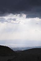 view on Dead Sea though mountain valley photo