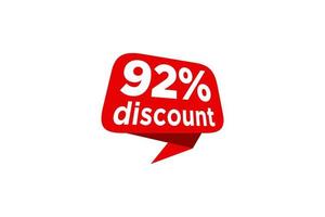 92 discount, Sales Vector badges for Labels, , Stickers, Banners, Tags, Web Stickers, New offer. Discount origami sign banner.