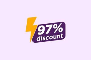 97 discount, Sales Vector badges for Labels, , Stickers, Banners, Tags, Web Stickers, New offer. Discount origami sign banner.