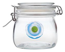 little clear green planet in glass jar photo