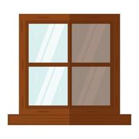 wooden window icon in flat style vector