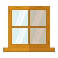 wooden window icon in flat style vector