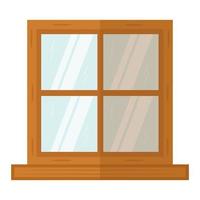 wooden window icon in flat style vector