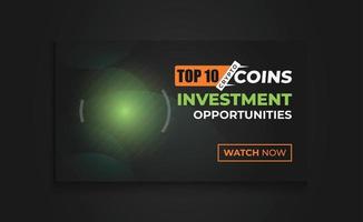 crypto business inversión youtube miniatura web banner creativo video plantilla diseño premium vector