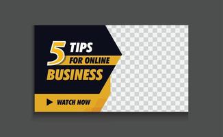 digital online business ideas youtube thumbnail, abstract video thumbnail with modern editable custom template banner design vector