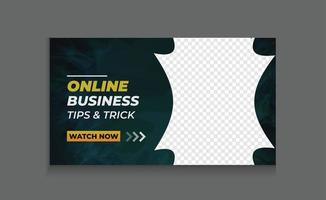 digital online business ideas youtube thumbnail, abstract video thumbnail with modern editable custom template banner design vector