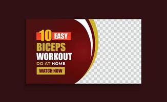 gym and fitness training, exercise youtube thumbnail, and web banner template Vector design