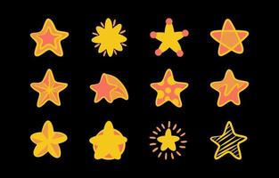 colección de iconos dibujados a mano en forma de estrella vector