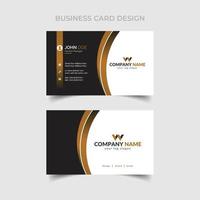 Creative Business Card - Creative and Clean Business Card Template. Luxury business card design template. Elegant dark back background with abstract golden wavy lines shiny. Vector illustration