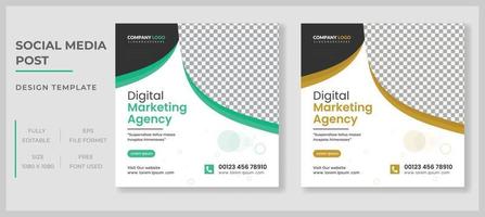 Digital marketing agency social media post and social media banner template vector