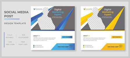 Digital marketing agency social media post and social media banner template vector