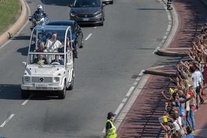 Génova, Italia - 27 de mayo de 2017 - Papa Francisco visitando Génova foto